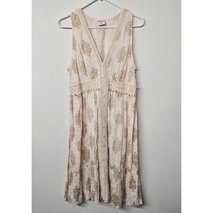 Ananta Dress Womens Small Medium Boho Festival Vacation Embellished Gold Accents